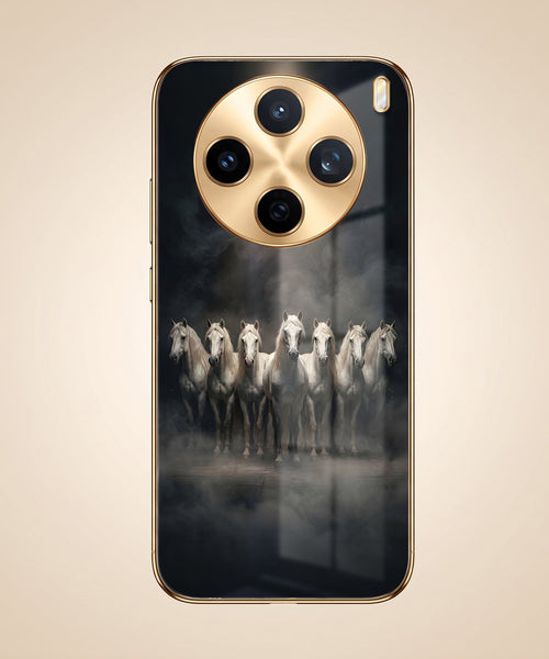 Vivo X200T 5G Running Horses Gold Electroplated Glass Phone Back Case