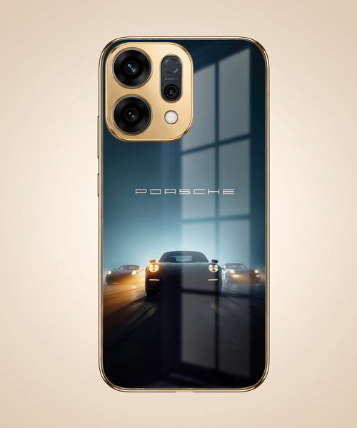 Oppo Reno 14 5G Porsche Luxury Gold Electroplated Glass Phone Back Case