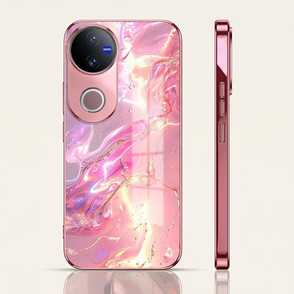 Vivo V50 5G Pearl Aurora Pink Electroplated Glass Phone Back Case