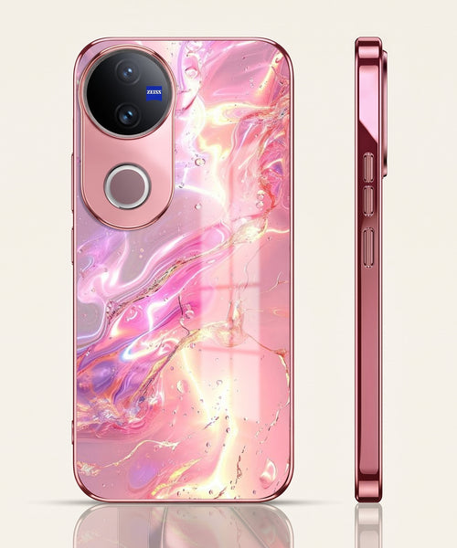 Vivo V50 5G Pearl Aurora Pink Electroplated Glass Phone Back Case