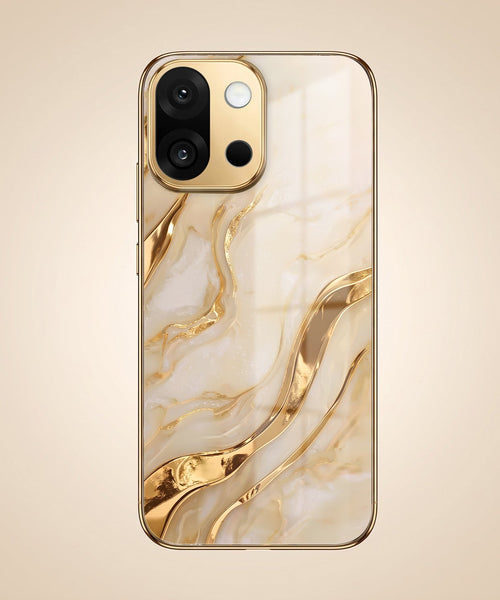 OnePlus 13s 5G Marvel Texture Gold Electroplated Glass Phone Back Case
