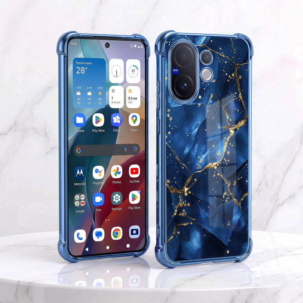 Vivo V60 5G Blue Crimson Marble Airbags Printed Back Case