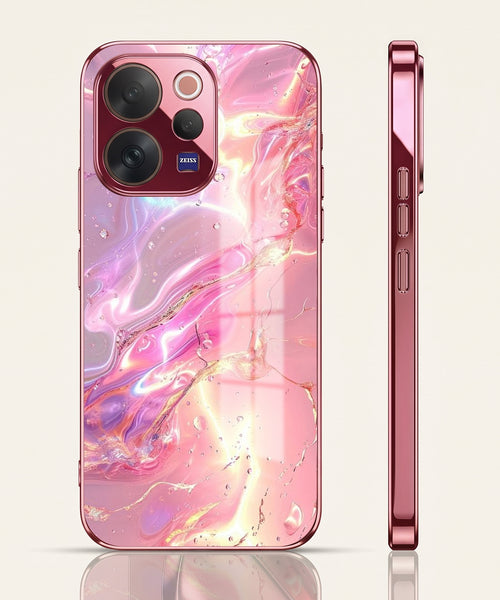 Vivo V70 5G Pearl Aurora Pink Electroplated Glass Phone Back Case
