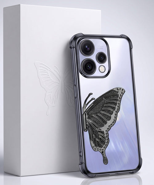 Oppo Reno 15 5G Premium Butterfly Glitter Stand Transparent Shockproof Airbag Phone Case