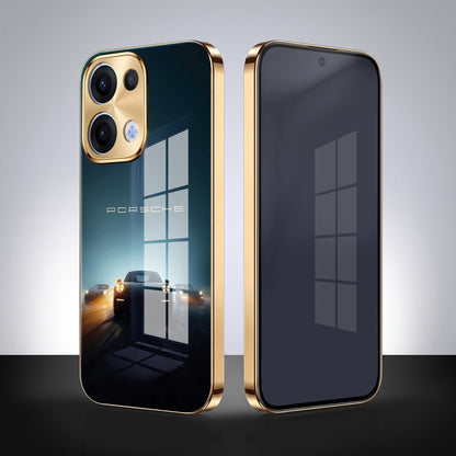 Oppo Reno 13 5G Porsche Luxury Gold Electroplated Glass Phone Back Case