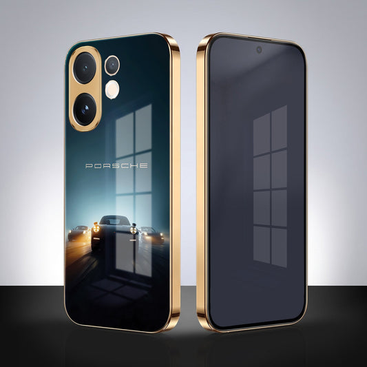 Vivo V60 5G Porsche Luxury Gold Electroplated Glass Phone Back Case