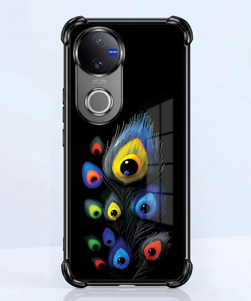 Vivo V50 5G Multi-Feather Peacock Airbags Printed Back Case