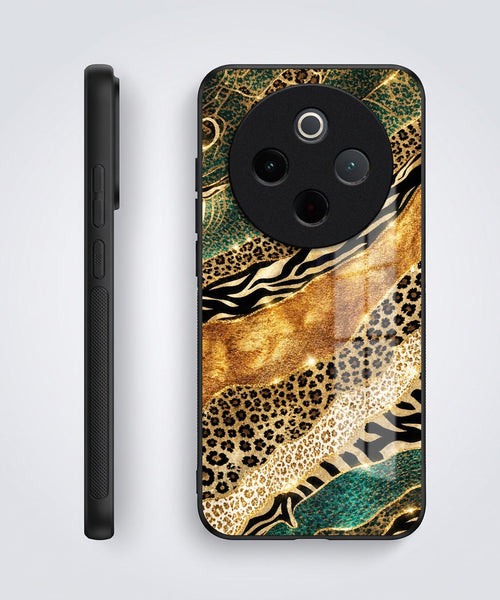Vivo T4 5G Golden Leopard Acrylic Glass Back Case