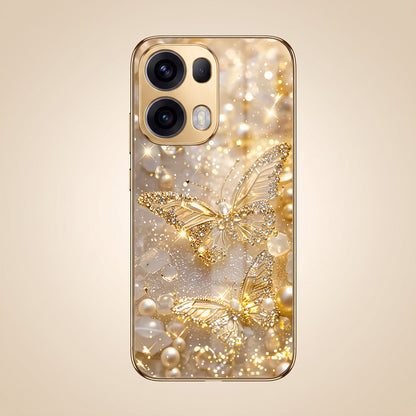 Oppo Reno 13 Pro 5G Golden Butterfly Gold Electroplated Glass Phone Back Case