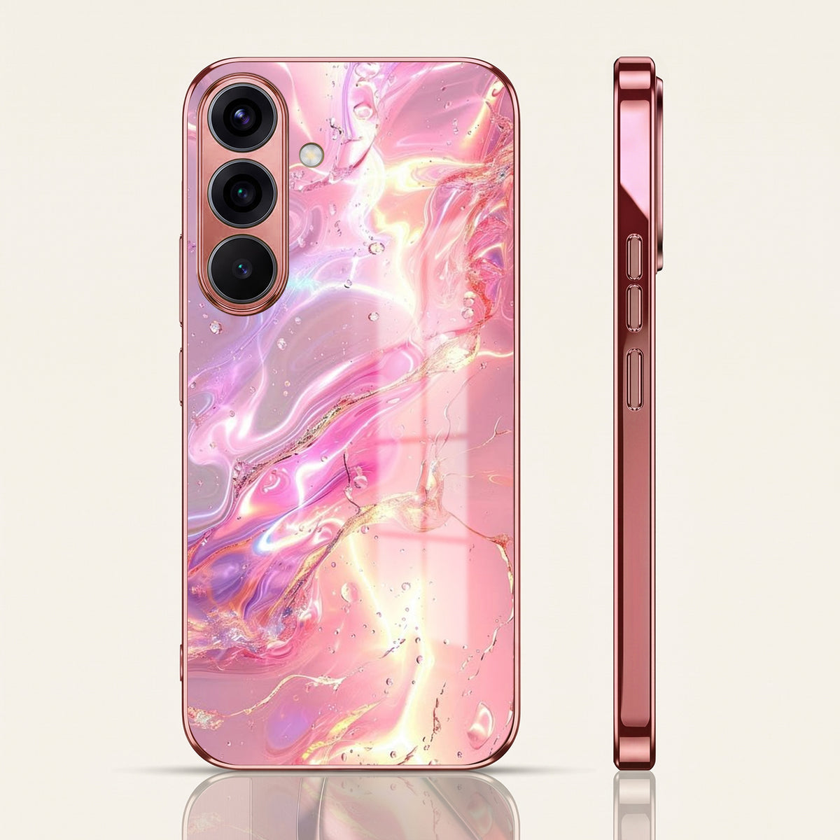 Samsung Galaxy A36 5G Pearl Aurora Pink Electroplated Glass Phone Back Case