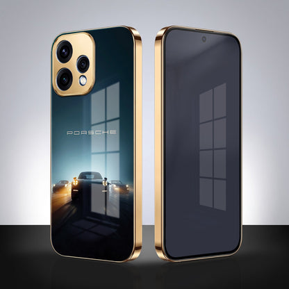Oppo Reno 15 5G Porsche Luxury Gold Electroplated Glass Phone Back Case