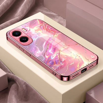 Vivo T5 Pro 5G Pearl Aurora Pink Electroplated Glass Phone Back Case