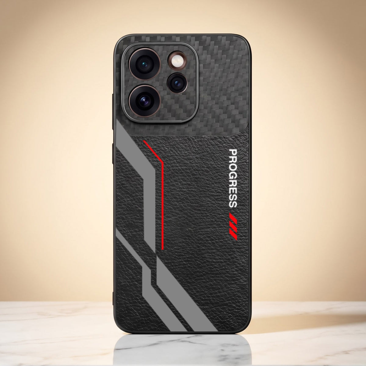 Oppo Reno 15 Pro Mini 5G Progress Stripe Carbon Fiber Leather Hybrid Back Case