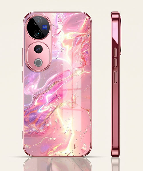 Vivo V40 Pro 5G Pearl Aurora Pink Electroplated Glass Phone Back Case