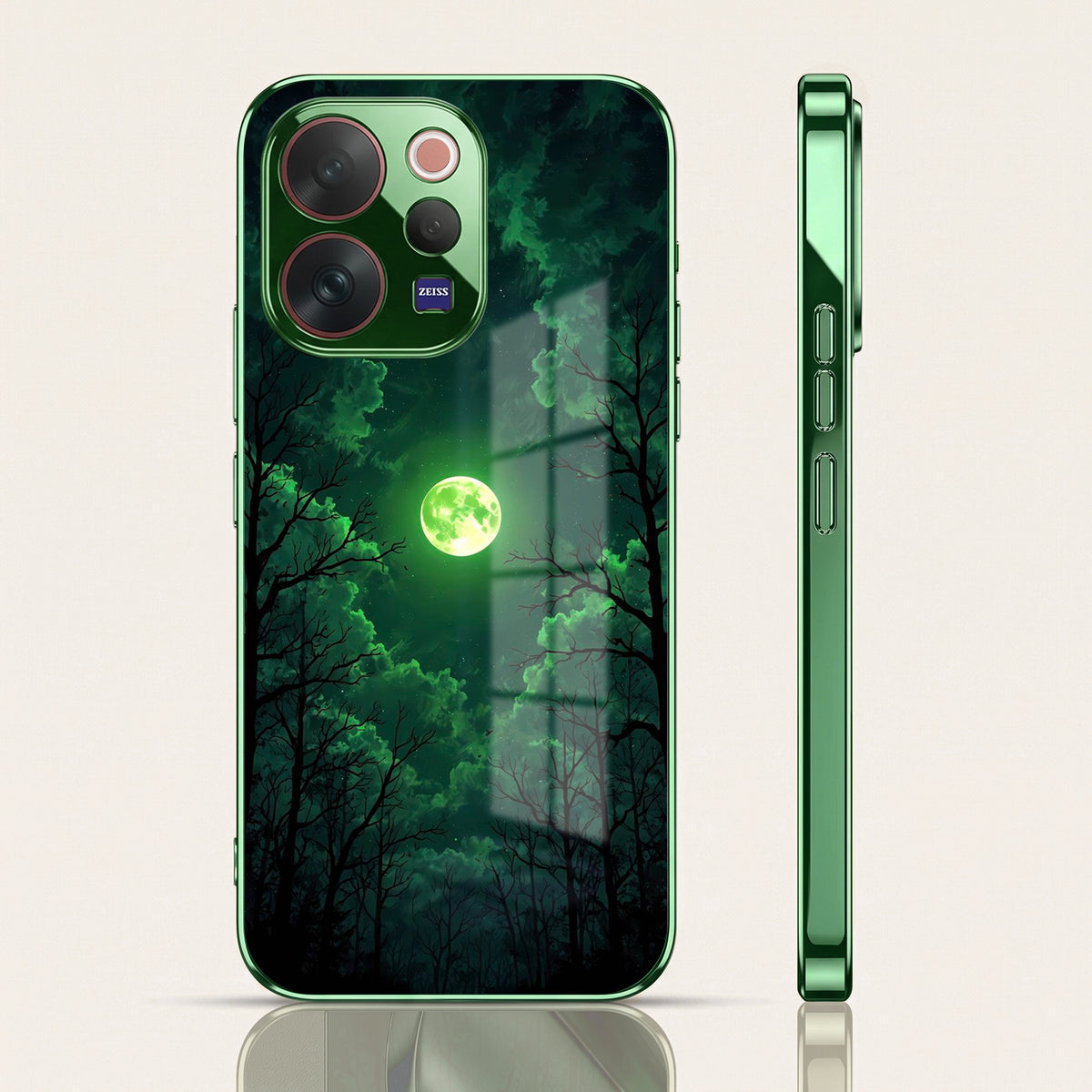 Vivo V70 5G Moonlight Forest Green Electroplated Glass Back Case