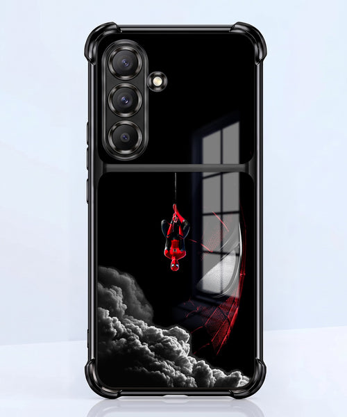 Samsung Galaxy A36 5G Crimson Spider Web Dual-Tone Transparent Airbags Case