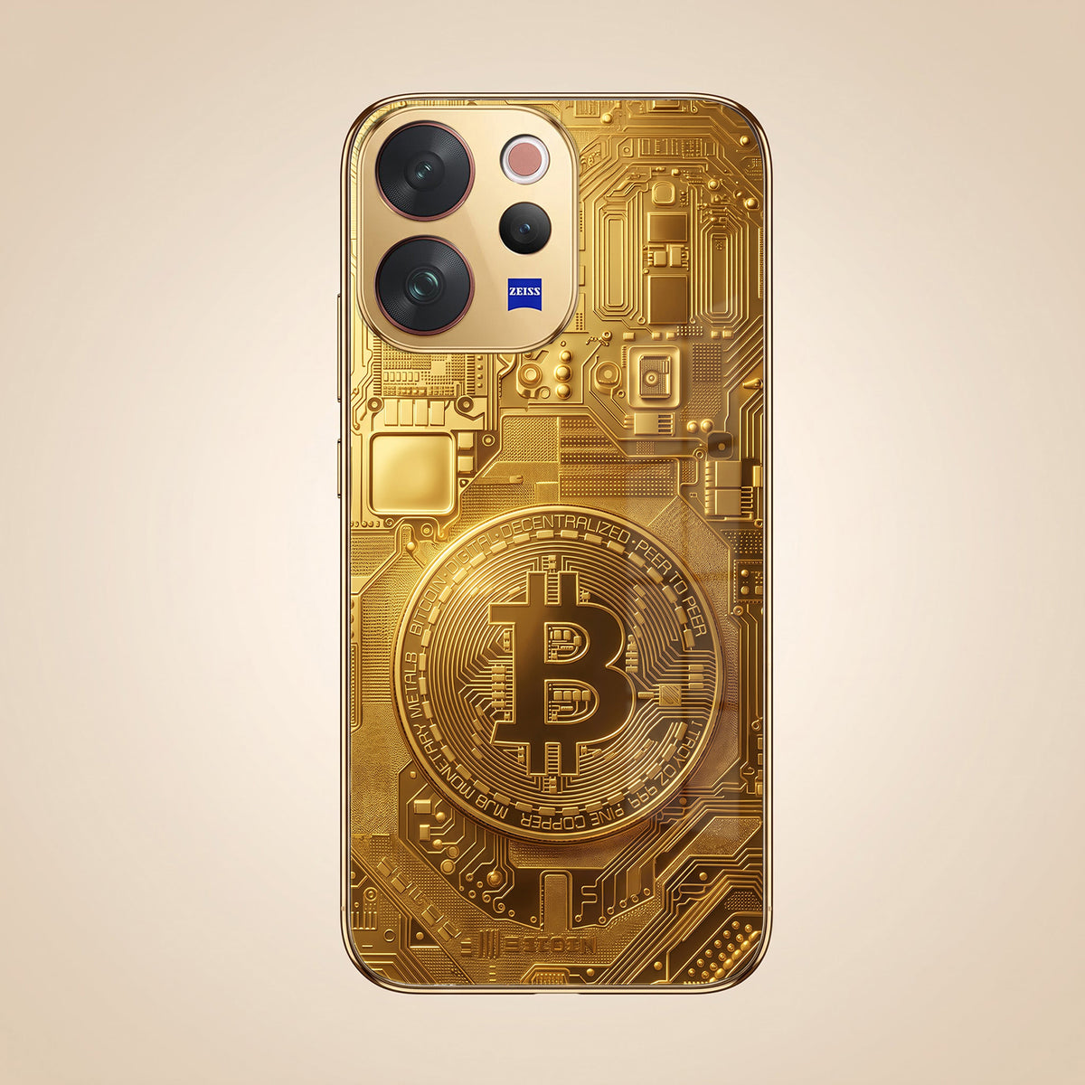 Vivo V70 5G Bitcoin Gold Electroplated Glass Phone Back Case