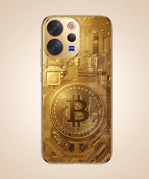 Vivo V70 5G Bitcoin Gold Electroplated Glass Phone Back Case