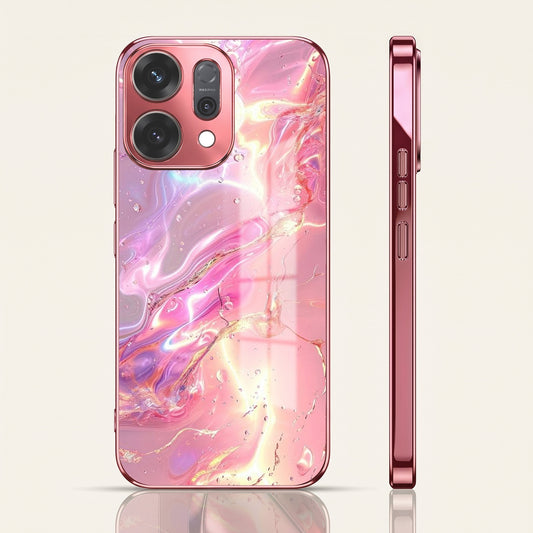 Oppo Reno 14 5G Pearl Aurora Pink Electroplated Glass Phone Back Case