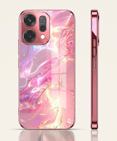 Oppo Reno 14 5G Pearl Aurora Pink Electroplated Glass Phone Back Case