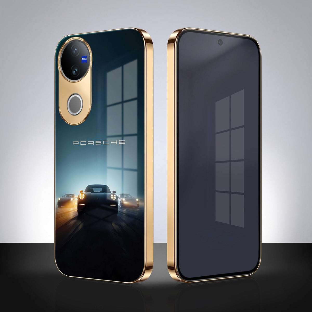 Vivo V50 5G Porsche Luxury Gold Electroplated Glass Phone Back Case