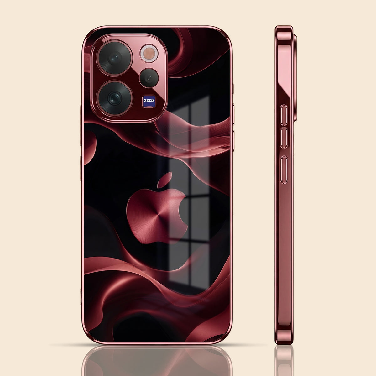 Vivo V70 5G Wave Apple Burgundy Electroplated Glass Back Case