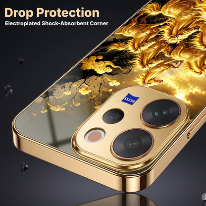 Vivo V70 5G Horses Royal Glory Gold Electroplated Glass Phone Back Case