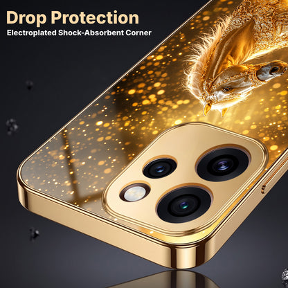 Oppo Reno 15 Pro Mini 5G Golden Horse Sparkle Gold Electroplated Glass Phone Back Case