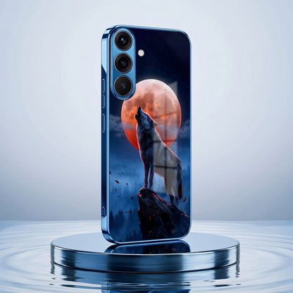 Samsung Galaxy A36 5G Lunar Wolf Blue Electroplated Glass Phone Back Case
