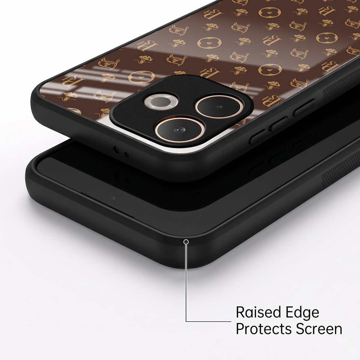 Oppo A5 Pro 5G Luxury Monogram Brown Acrylic Glass Back Case