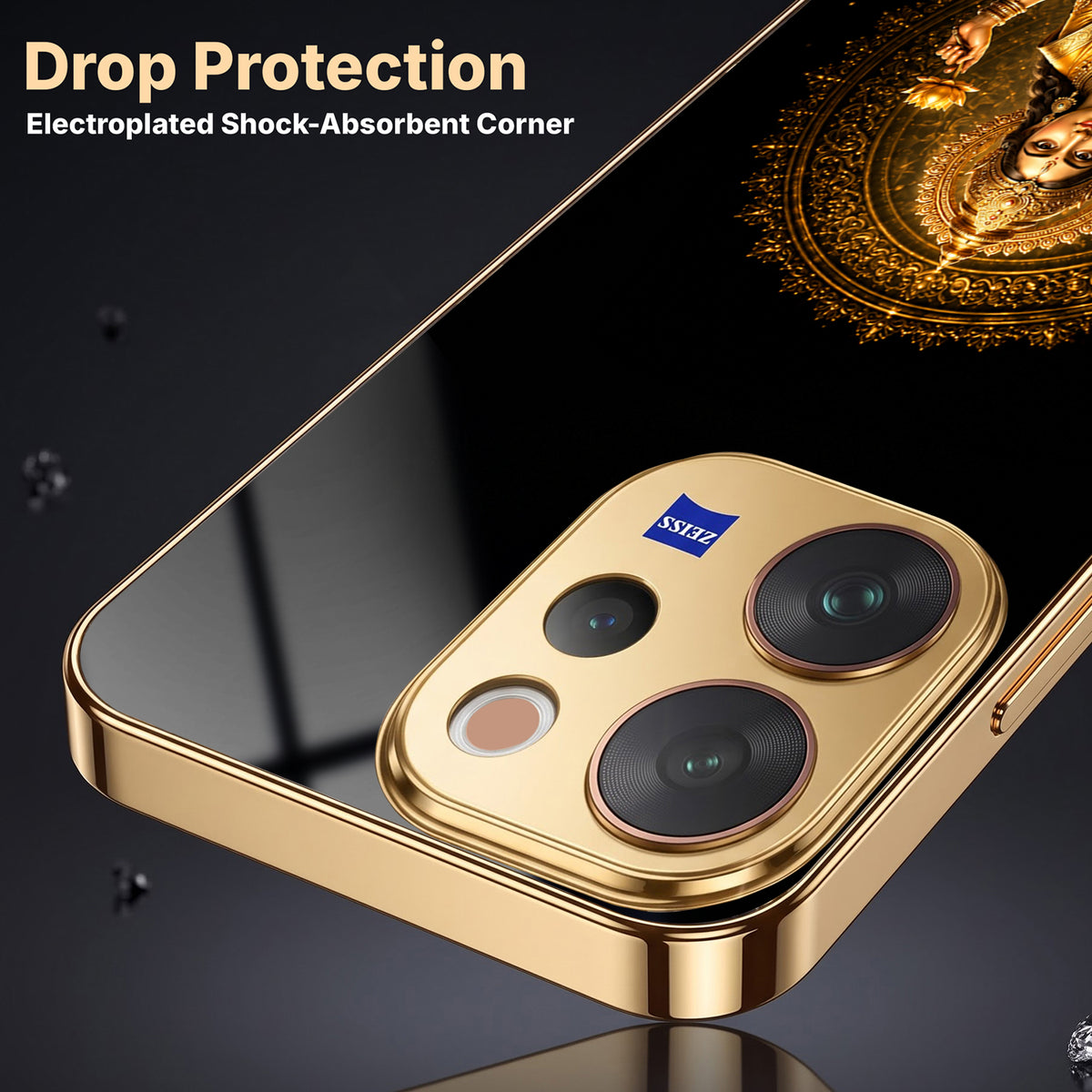 Vivo V70 5G Golden Maa Lakshmi Gold Electroplated Glass Phone Back Case