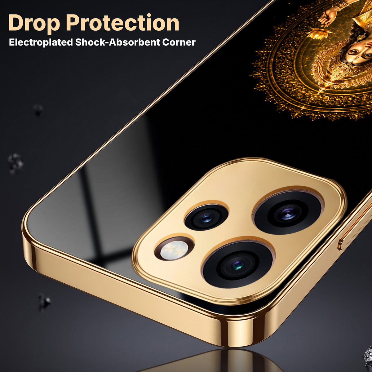 Oppo Reno 15 Pro Mini 5G Lakshmi Sacred Gold Electroplated Glass Phone Back Case