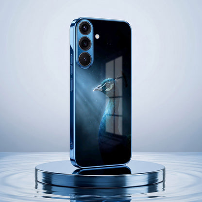 Samsung Galaxy A36 5G Royal Peacock Blue Electroplated Glass Phone Back Case