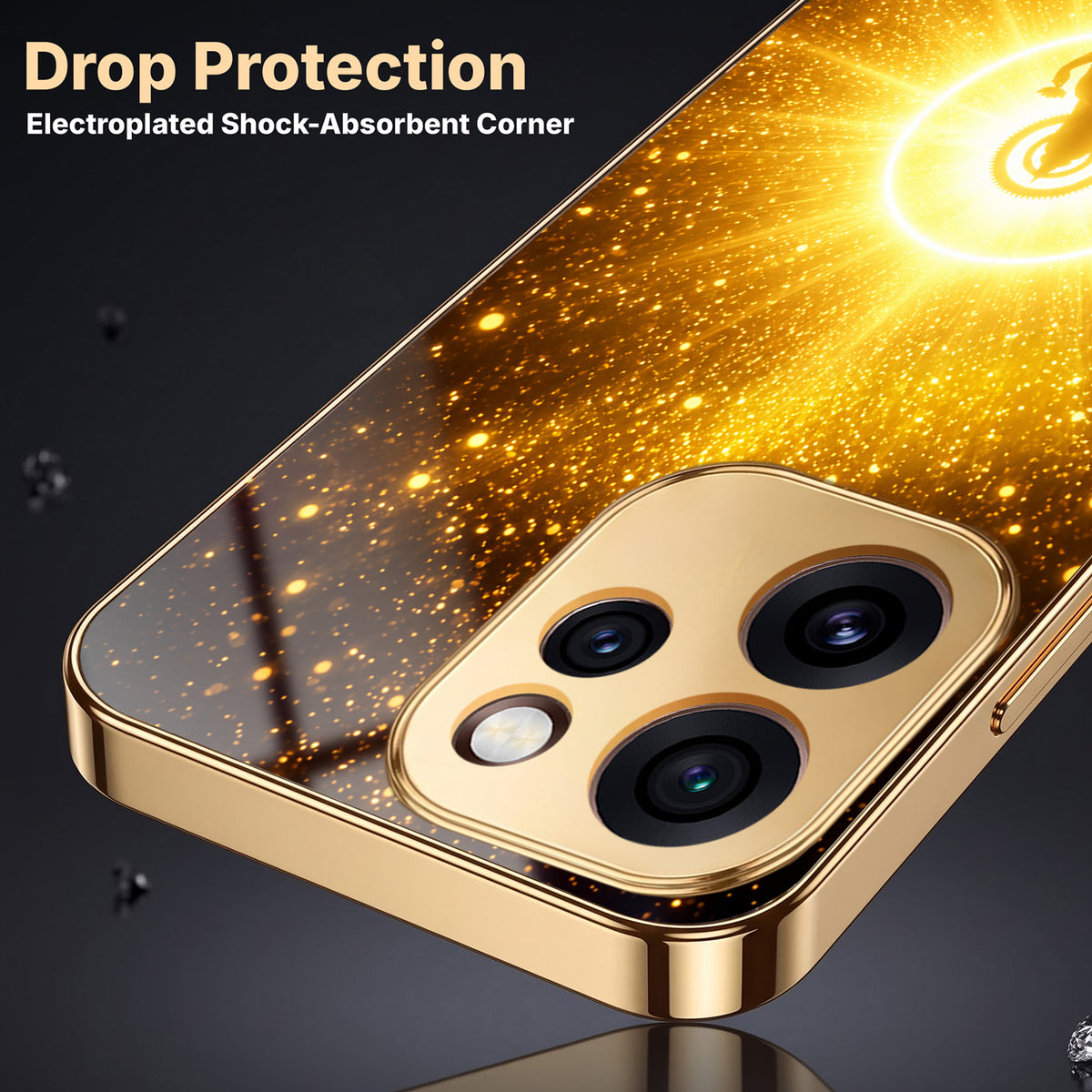 Oppo Reno 15 Pro Mini 5G Golden Maa Lakshmi Gold Electroplated Glass Phone Back Case