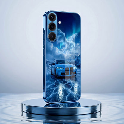 Samsung Galaxy A36 5G Ice Dragon GT Blue Electroplated Glass Phone Back Case