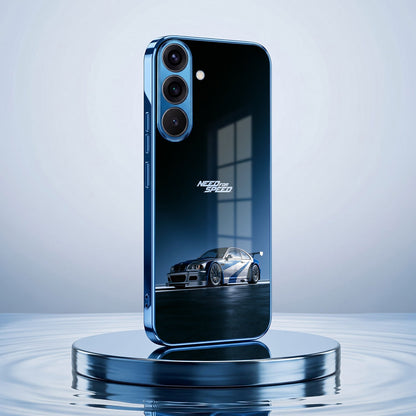 Samsung Galaxy A56 5G Need For Speed Blue Electroplated Glass Phone Back Case