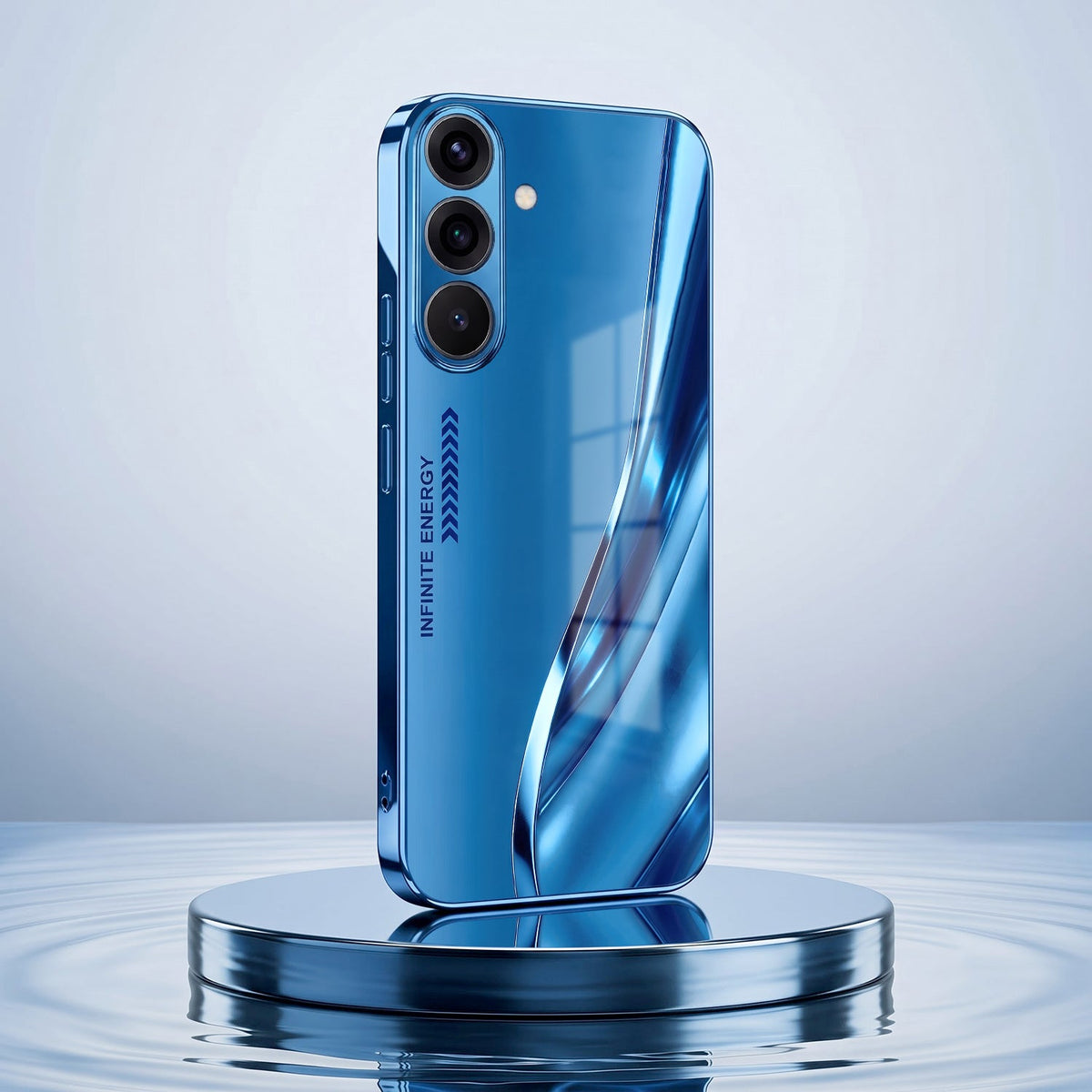 Samsung Galaxy A56 5G Luxury Infinity Energy Blue Electroplated Glass Phone Back Case