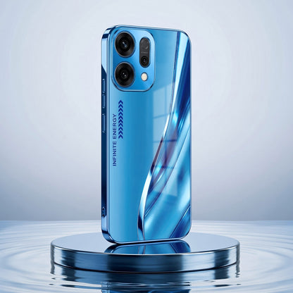 Oppo Reno 14 5G Luxury Infinity Energy Blue Electroplated Glass Phone Back Case