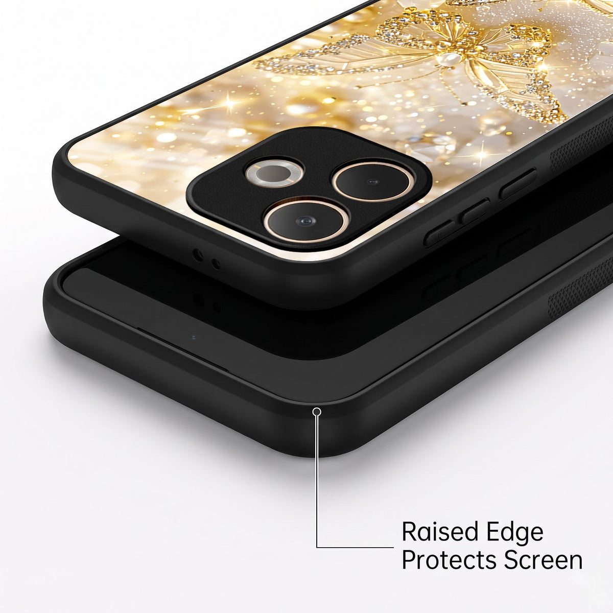 Oppo A5 Pro 5G Golden Butterfly Acrylic Glass Back Case