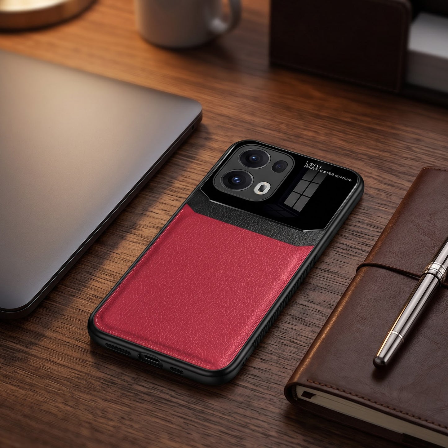 Oppo Reno 13 Pro 5G Premium Leather Lens Protective Case