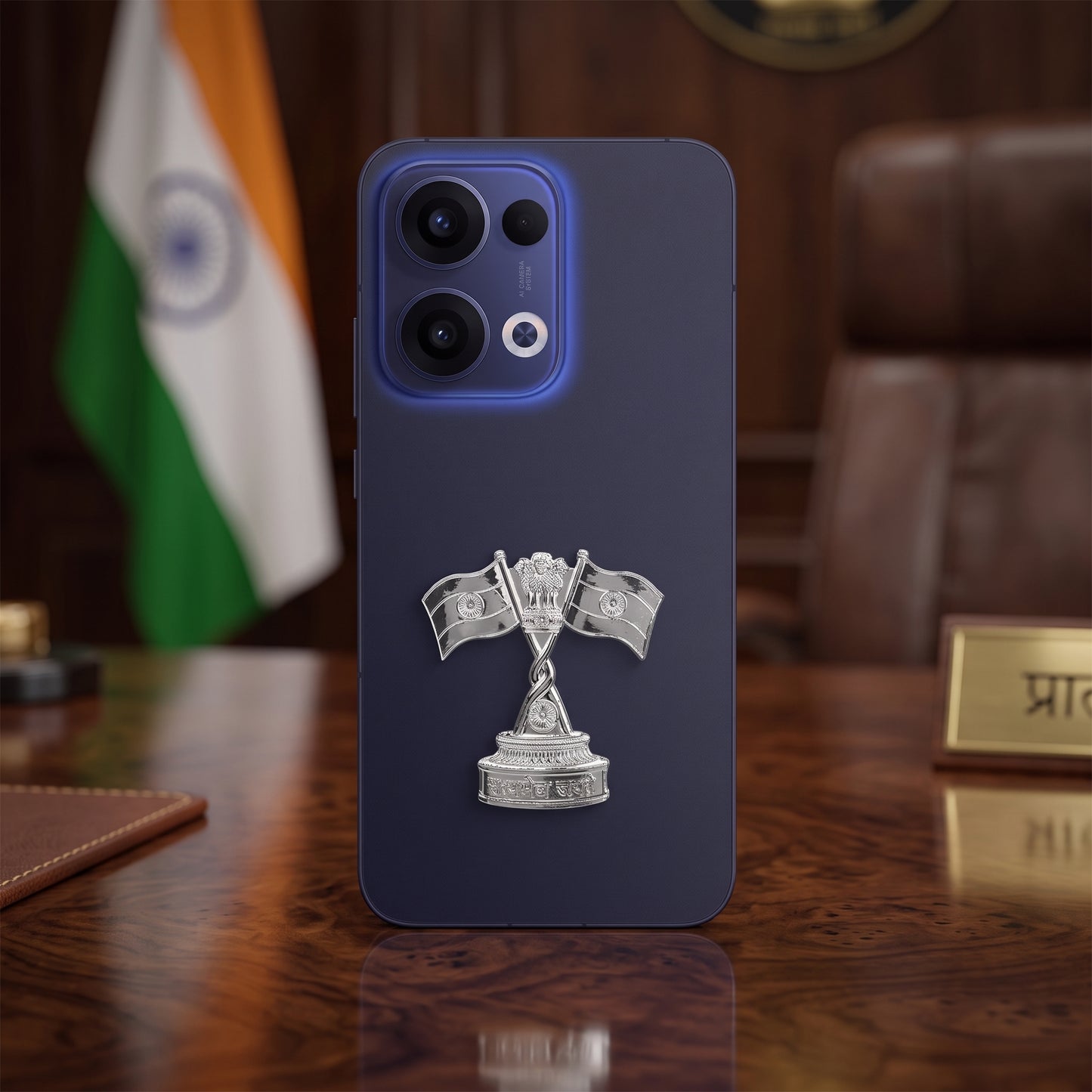Oppo Reno 13 5G Compatible 3D Indian Metal Flag Emblem Sticker