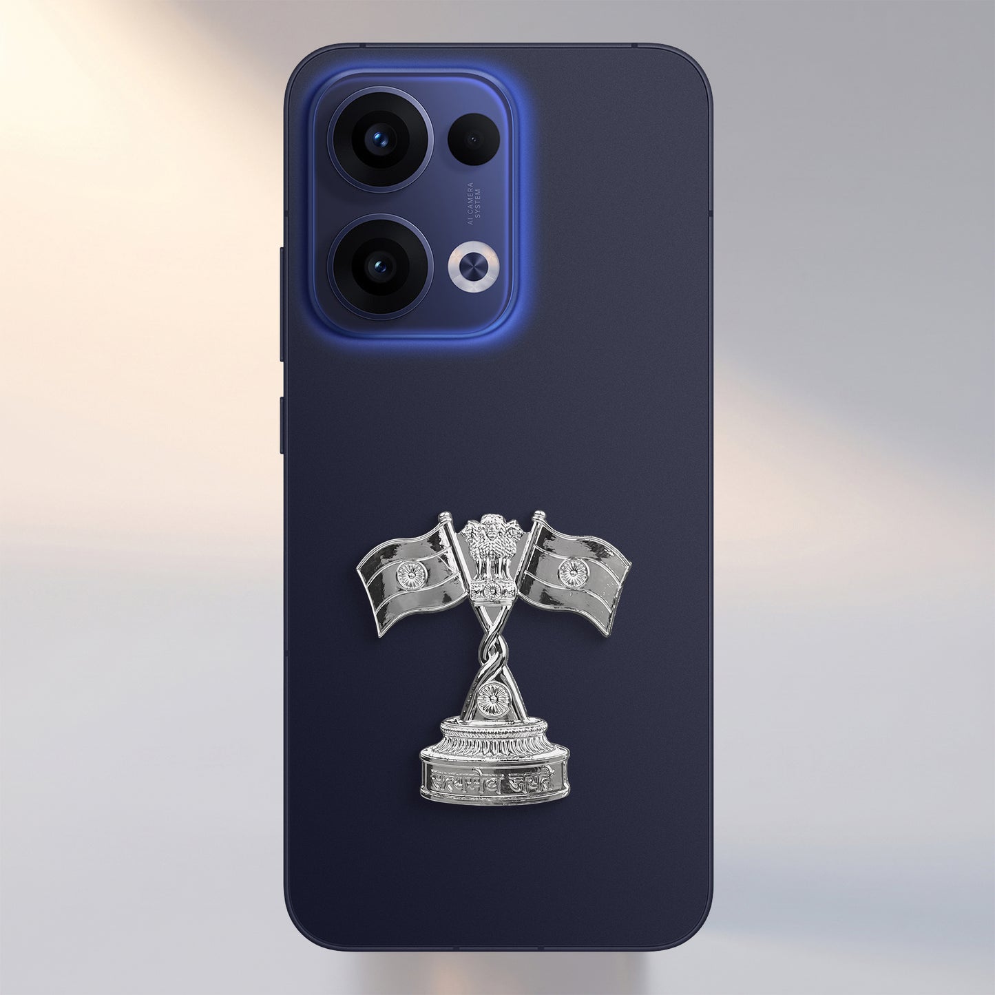 Oppo Reno 13 5G Compatible 3D Indian Metal Flag Emblem Sticker