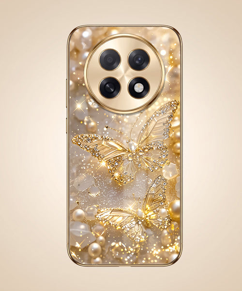 Oppo F31 Pro+ 5G Golden Butterfly Gold Electroplated Glass Phone Back Case