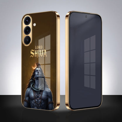 Samsung Galaxy A56 5G Lord Shiva Gold Electroplated Glass Phone Back Case