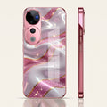 Vivo V40 Pro 5G Pearl Marble Pink Electroplated Glass Phone Back Case
