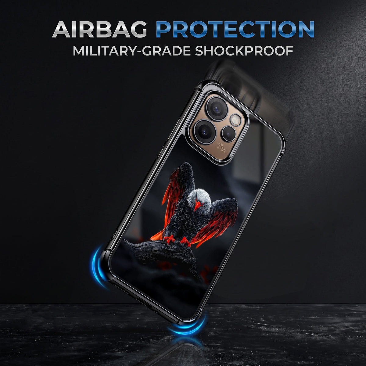Oppo Reno 15 Pro Mini 5G Premium Black Eagle Airbags Printed Back Case
