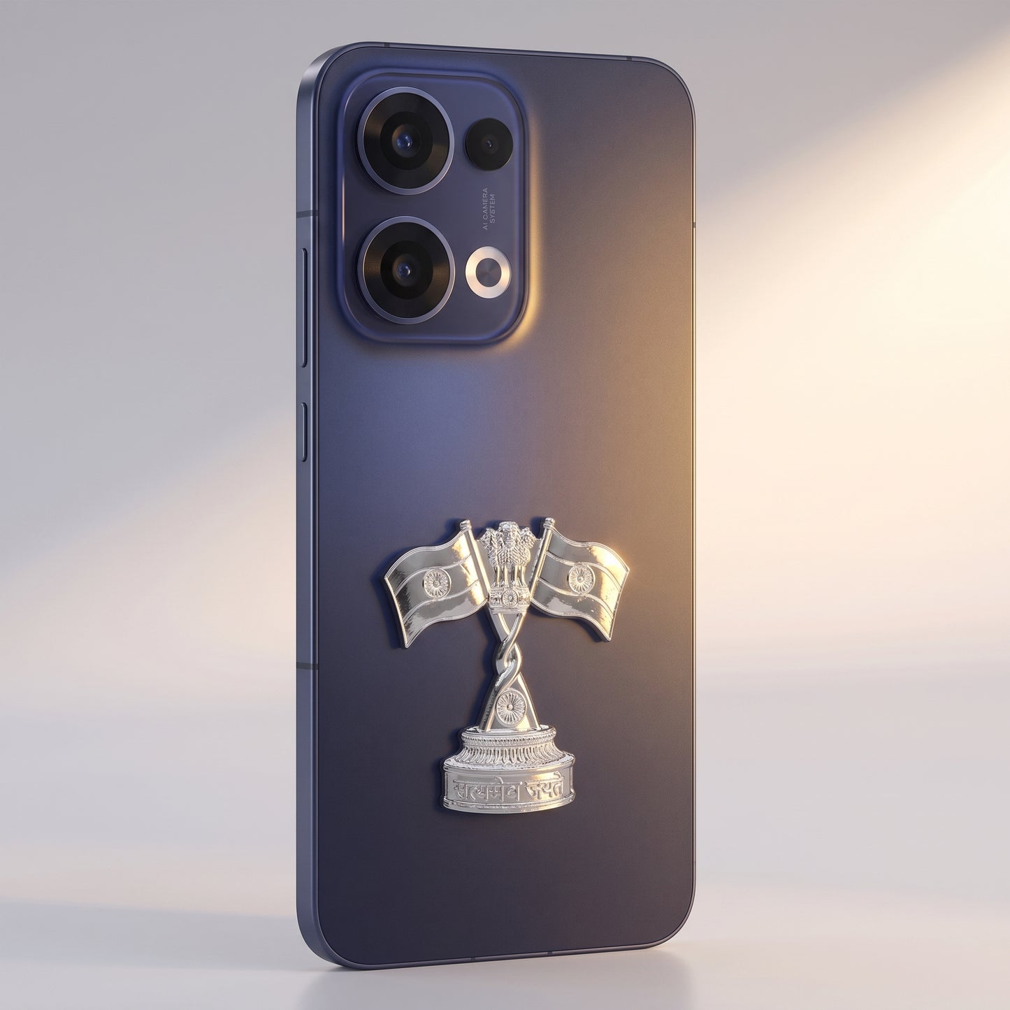 Oppo Reno 13 5G Compatible 3D Indian Metal Flag Emblem Sticker