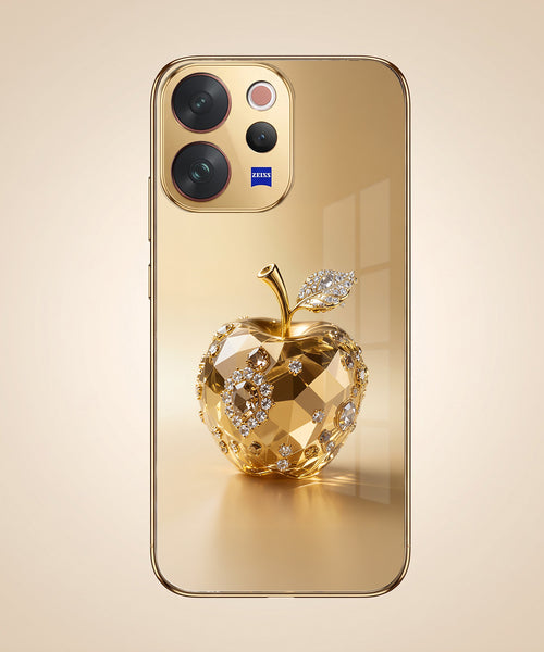 Vivo V70 5G Golden Apple Gold Electroplated Glass Phone Back Case