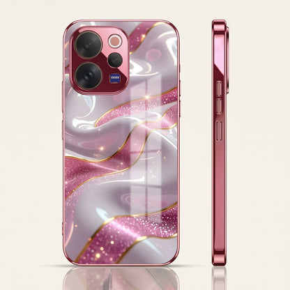 Vivo V70 5G Pearl Marble Pink Electroplated Glass Phone Back Case