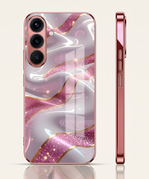 Samsung Galaxy A56 5G Pearl Marble Pink Electroplated Glass Phone Back Case